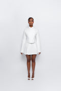 The Hikarei Co-ord | White Wrap Blazer & Pleated Mini Skirt Set