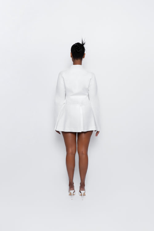Hikarei White Pleated Mini Skirt | Structured Mini Skirt