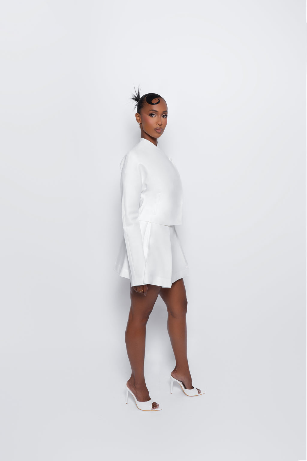 The Hikarei Co-ord | White Wrap Blazer & Pleated Mini Skirt Set