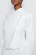 Hikarei White Wrap Blazer | Cropped Structured Blazer