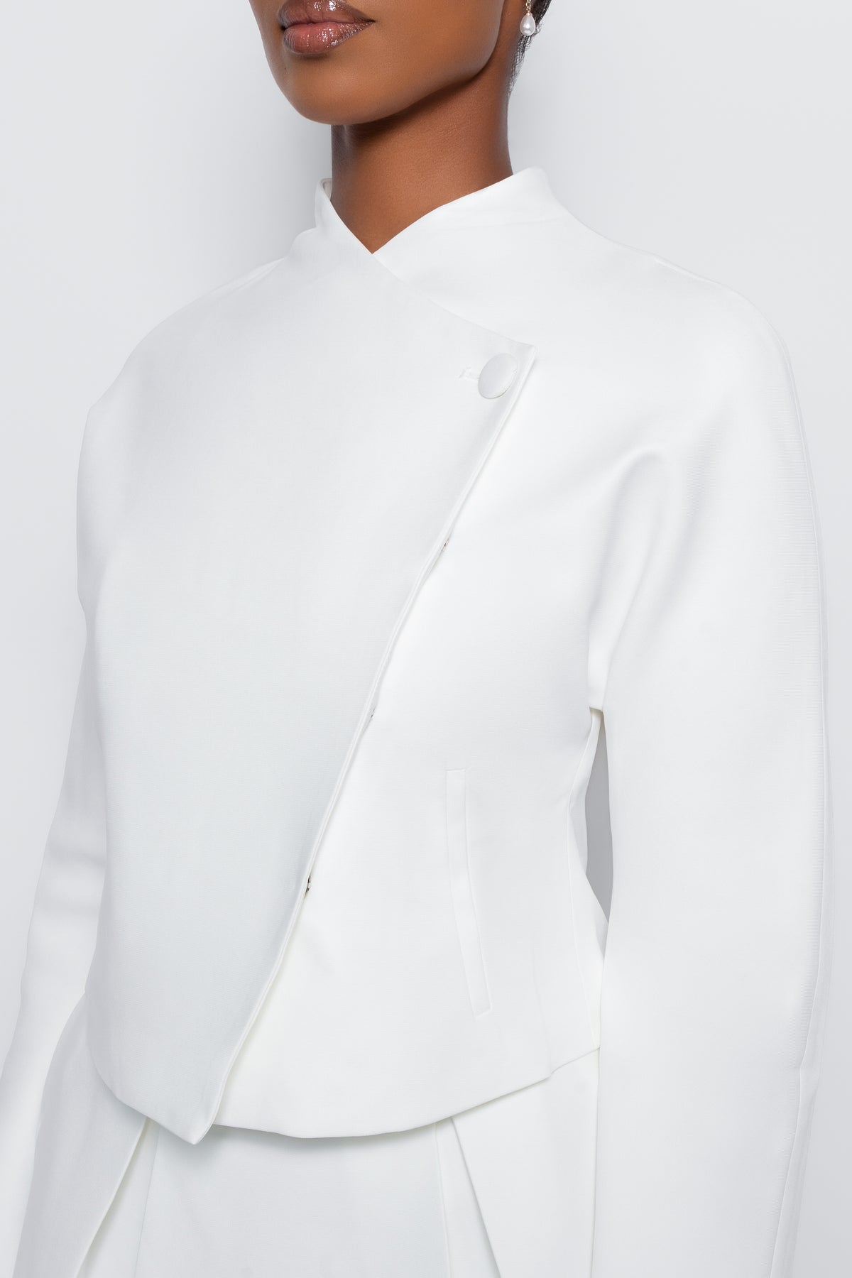 The Hikarei Co-ord | White Wrap Blazer & Pleated Mini Skirt Set